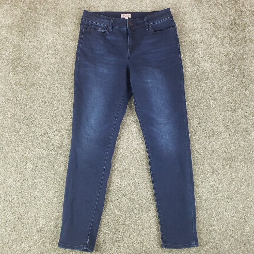 Juicy Couture Jeans Sz 10 (30x28) Womens Skinny Dark Blue Mid Rise Stretch Denim